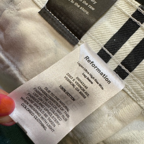 🖤 REFORMATION Logan Ultra High Rise Wide Leg Jeans, Black & White "PA Stripe" - Picture 12 of 14